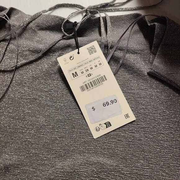 ZARA METALLIC THREAD KNIT DRESS SILVER SIZE M | 0014/012 - Picture 5 of 5